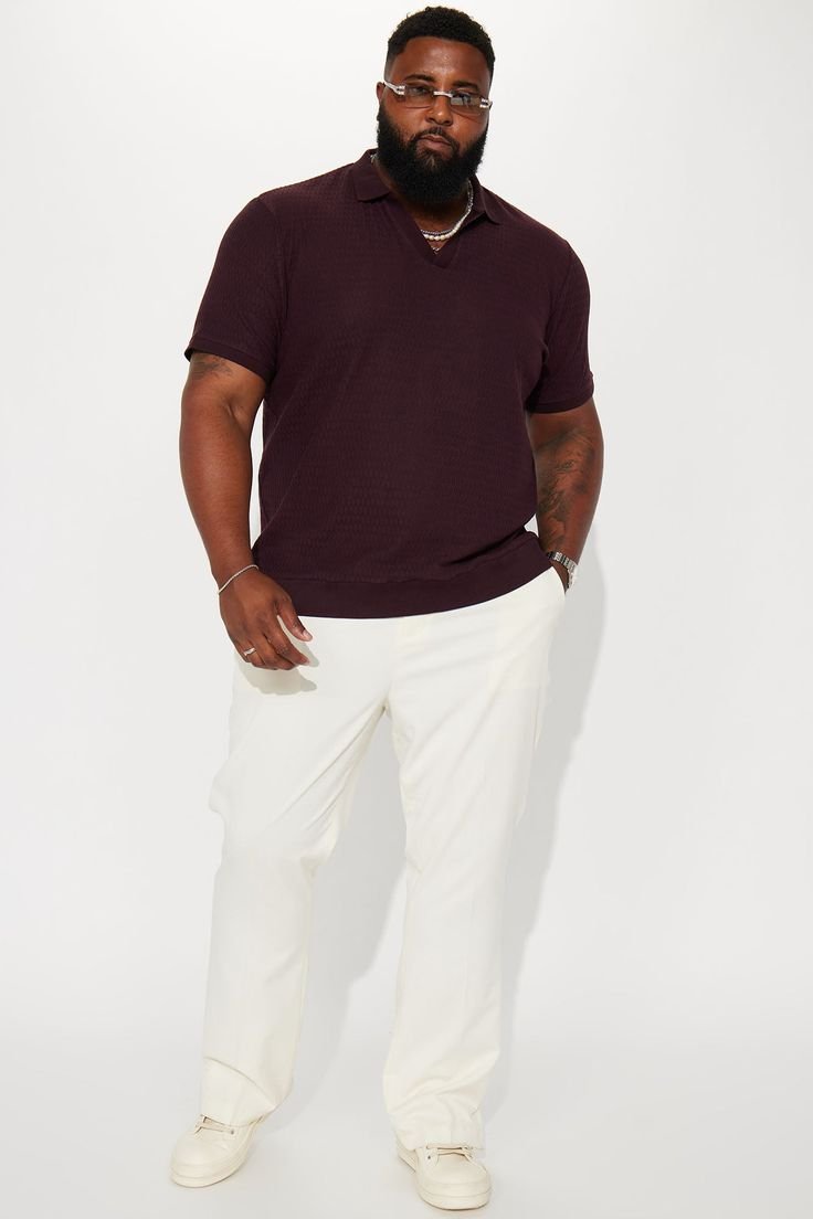 Men's Papi Short Sleeve Polo Shirt in Burgundy Size 3XL