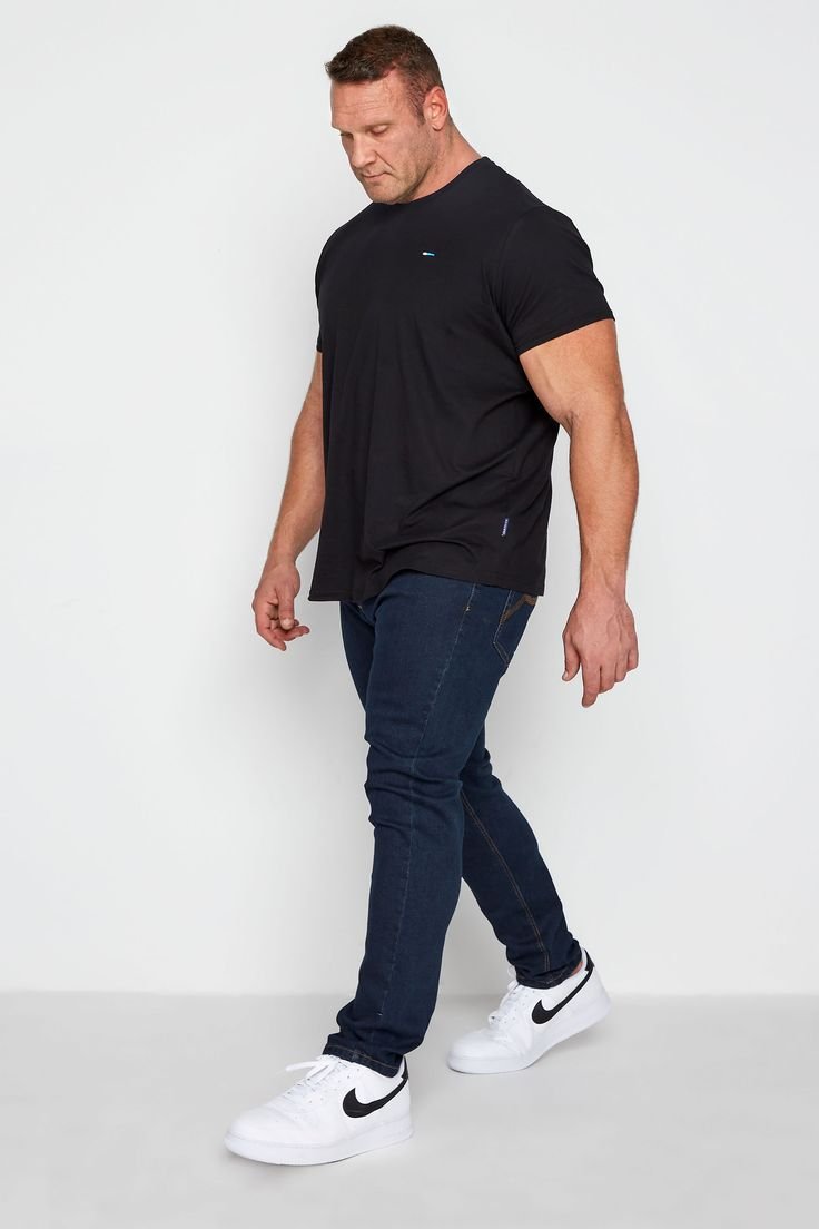 Yours Plus Size Badrhino Big & Tall Indigo Blue Stretch Jeans Inside Leg Size 32_ , Waist Size 38 _ Women's Plus Size And Curve Fashion