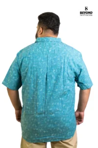 Turquoise Cotton Slub Printed Shirt – Summer-Ready Comfort in Sizes 2XL–8XL - Image 5