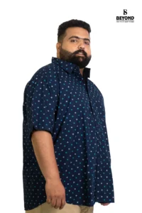 Navy Blue Cotton Printed Shirt – Easygoing Style for Big Personalities (4XL–7XL) - Image 4