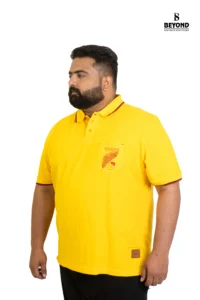 Sun Yellow Cotton Polo T-Shirt – Sporty Style for Confident Plus-Size Men (2XL–8XL) - Image 4