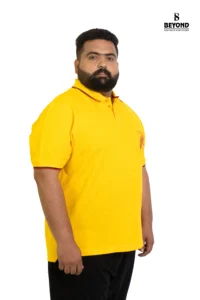 Sun Yellow Cotton Polo T-Shirt – Sporty Style for Confident Plus-Size Men (2XL–8XL) - Image 5