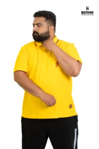 Sun Yellow Cotton Polo T-Shirt – Sporty Style for Confident Plus-Size Men (2XL–8XL) - Image 6