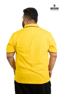 Sun Yellow Cotton Polo T-Shirt – Sporty Style for Confident Plus-Size Men (2XL–8XL) - Image 3