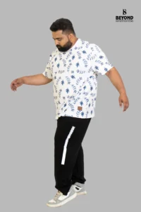 White Leaf Print Cotton T-Shirt – Effortless Comfort & Style for Plus-Size Men (2XL–8XL) - Image 6
