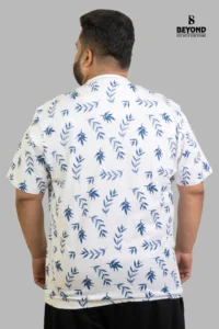 White Leaf Print Cotton T-Shirt – Effortless Comfort & Style for Plus-Size Men (2XL–8XL) - Image 4