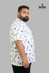 White Leaf Print Cotton T-Shirt – Effortless Comfort & Style for Plus-Size Men (2XL–8XL) - Image 5