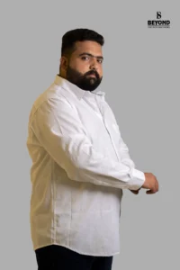 White Luxe Jacquard Cotton Shirt (2XL–8XL) - Image 3