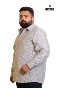 Classic Grey & White Vertical Stripe Shirt (2XL–8XL) - Image 3