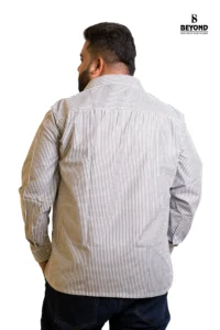 Classic Grey & White Vertical Stripe Shirt (2XL–8XL) - Image 4