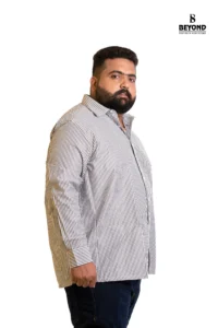 Classic Grey & White Vertical Stripe Shirt (2XL–8XL) - Image 5