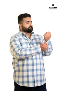 Soft Blue & Ivory Check Shirt (2XL–8XL) - Image 2
