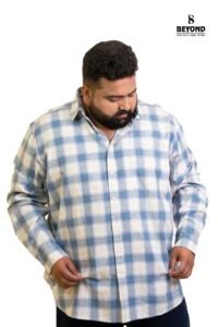 Soft Blue & Ivory Check Shirt (2XL–8XL) - Image 3