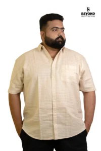 Cream Textured Half-Sleeve Shirt (2XL–8XL) - Image 4
