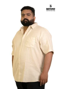 Cream Textured Half-Sleeve Shirt (2XL–8XL) - Image 2