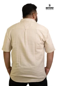 Cream Textured Half-Sleeve Shirt (2XL–8XL) - Image 3