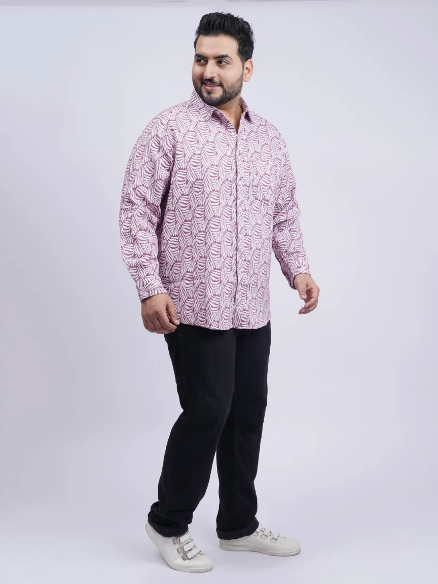 Maroon Leaf-Pattern Premium Plus-Size Shirt for Men (3XL–8XL) - Image 5