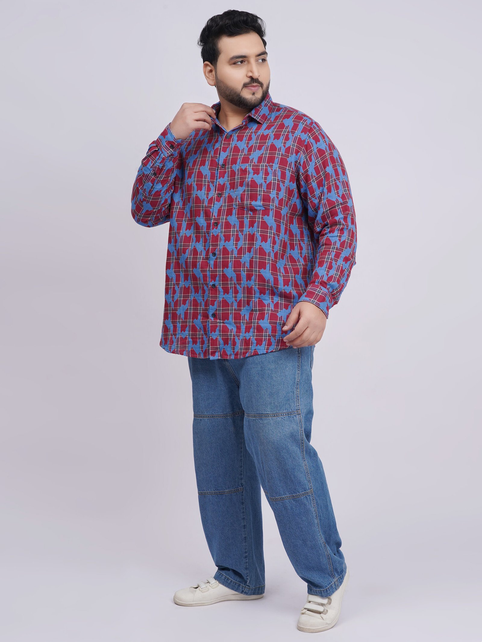 Men’s Premium Printed Cotton Shirt – Relaxed Fit (Plus Size 2XL–8XL)