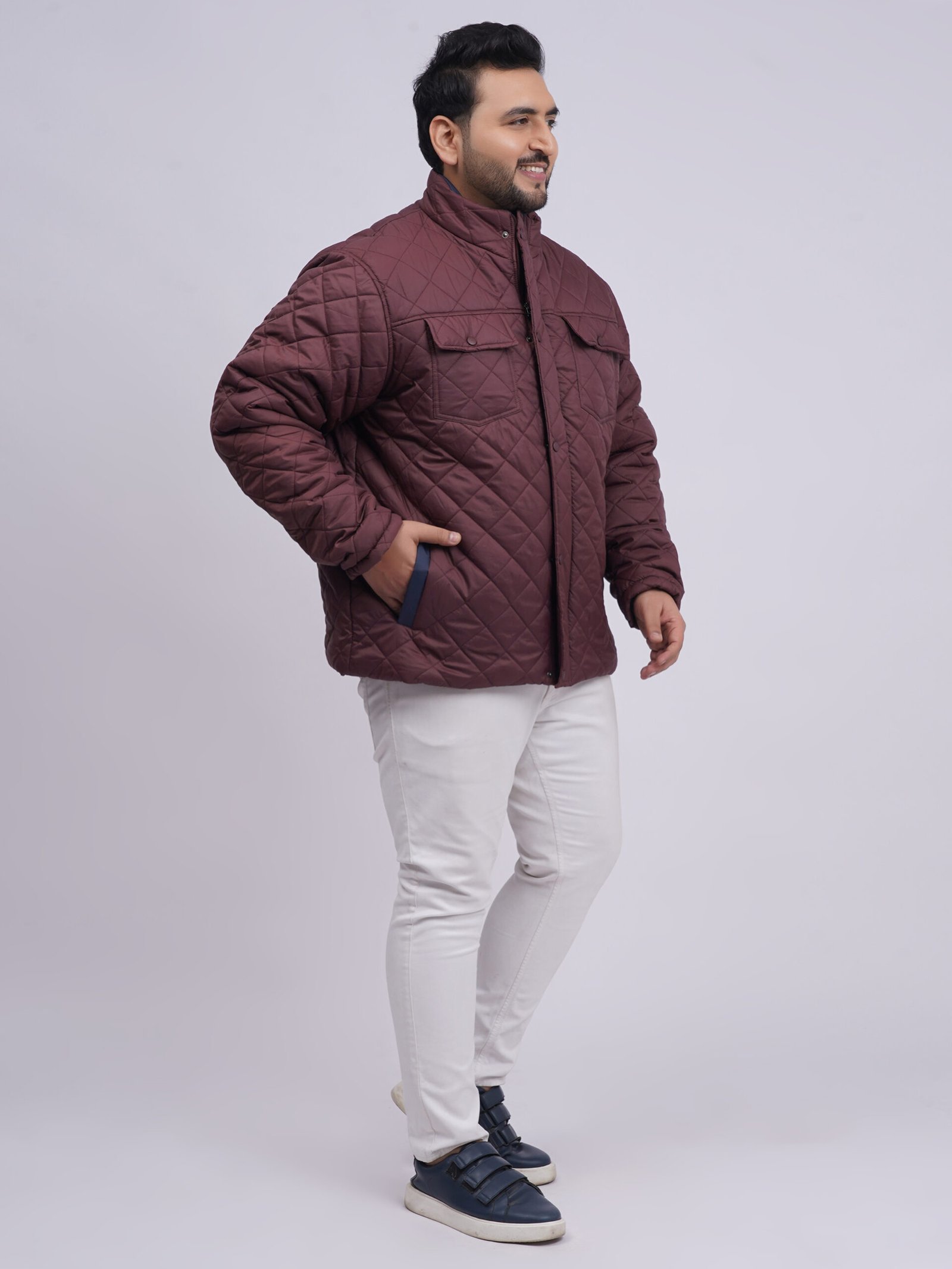 Men’s Plus Size Quilted Winter Jacket with Double Pockets
