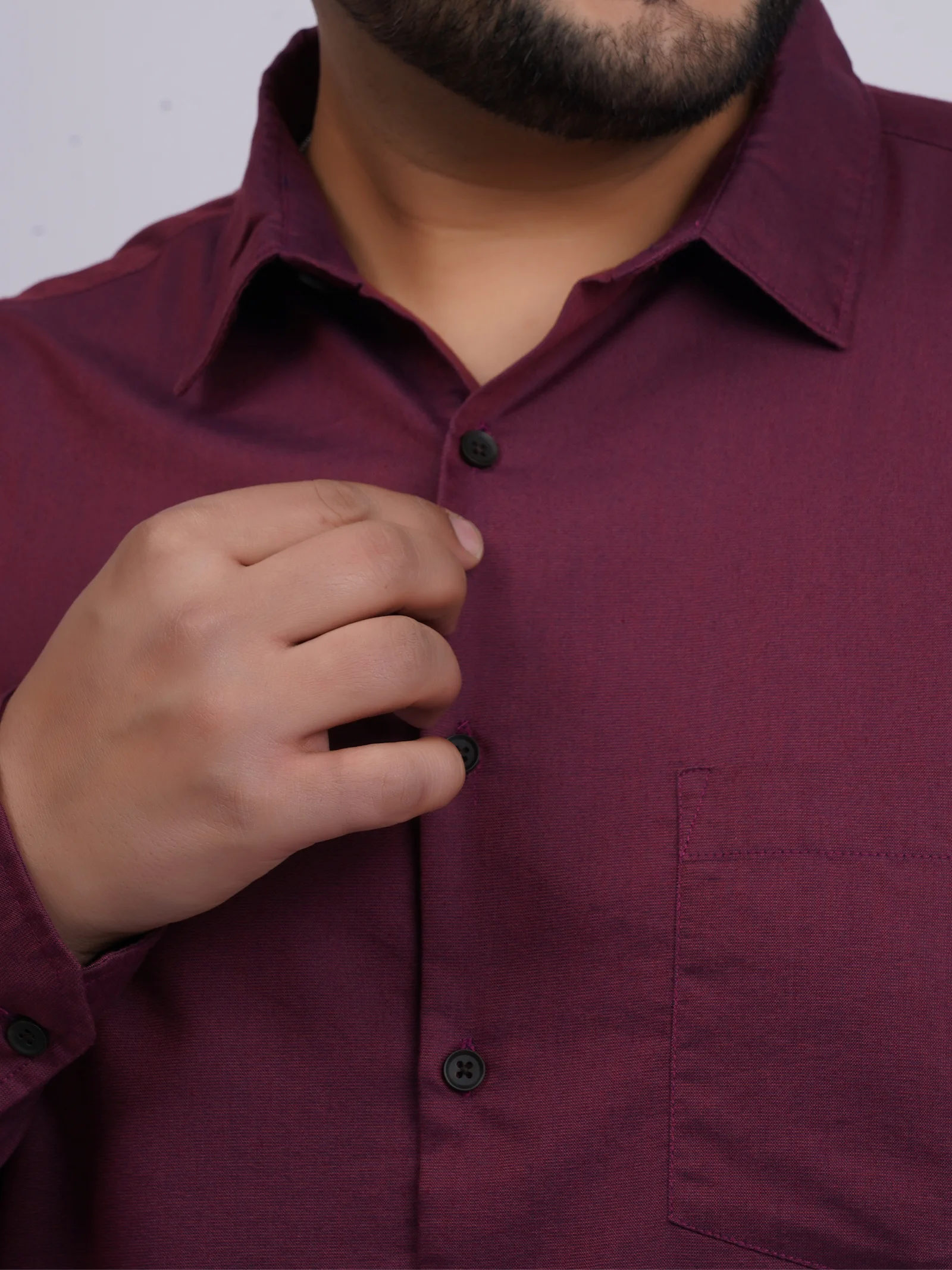 Plus Size Maroon Solid Casual Shirt for Men