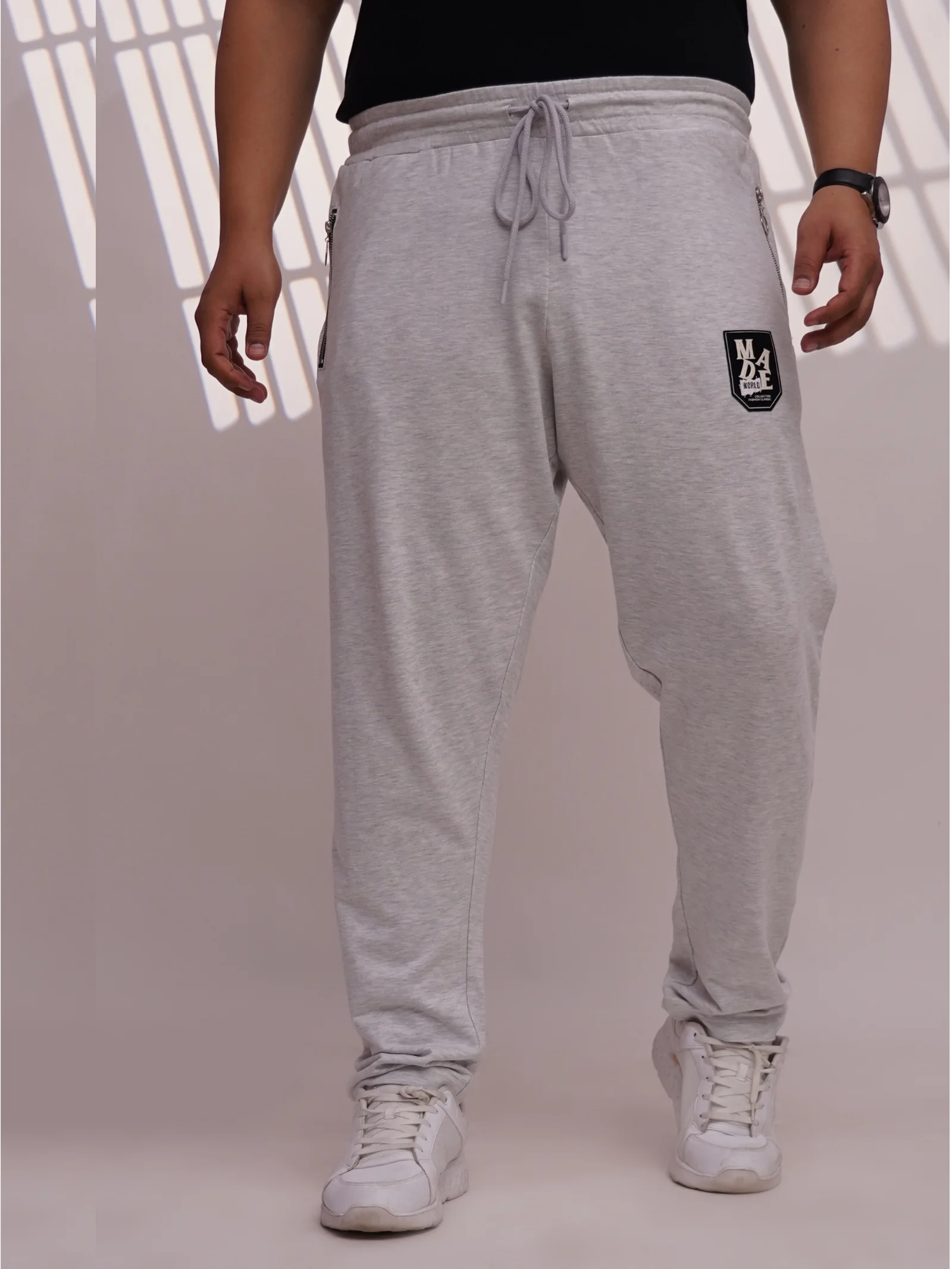 Light Grey Plus Size Men's Jogger Pants