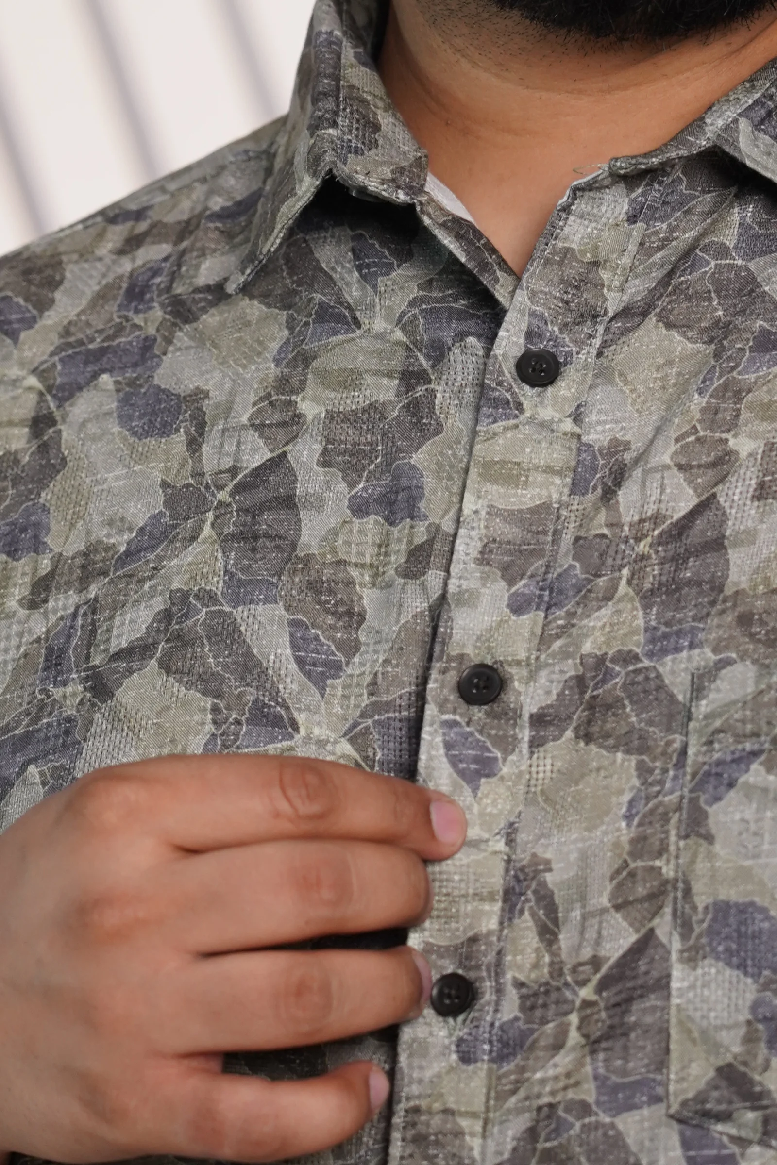 Plus Size Olive Abstract Printed Casual Shirt for Men