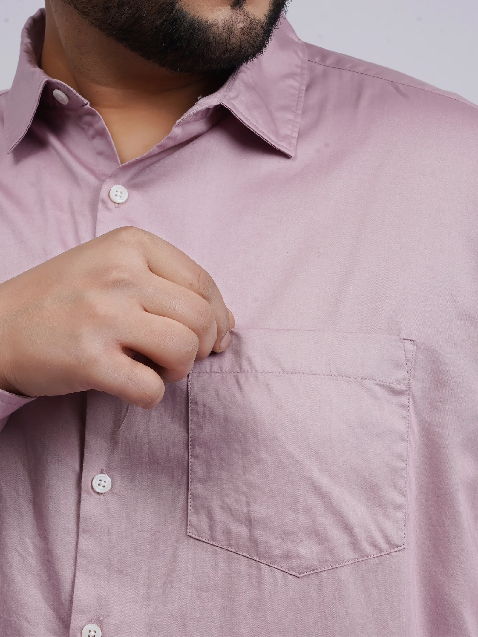 Plus Size Dusty Pink Full Sleeve Casual Shirt for Men
