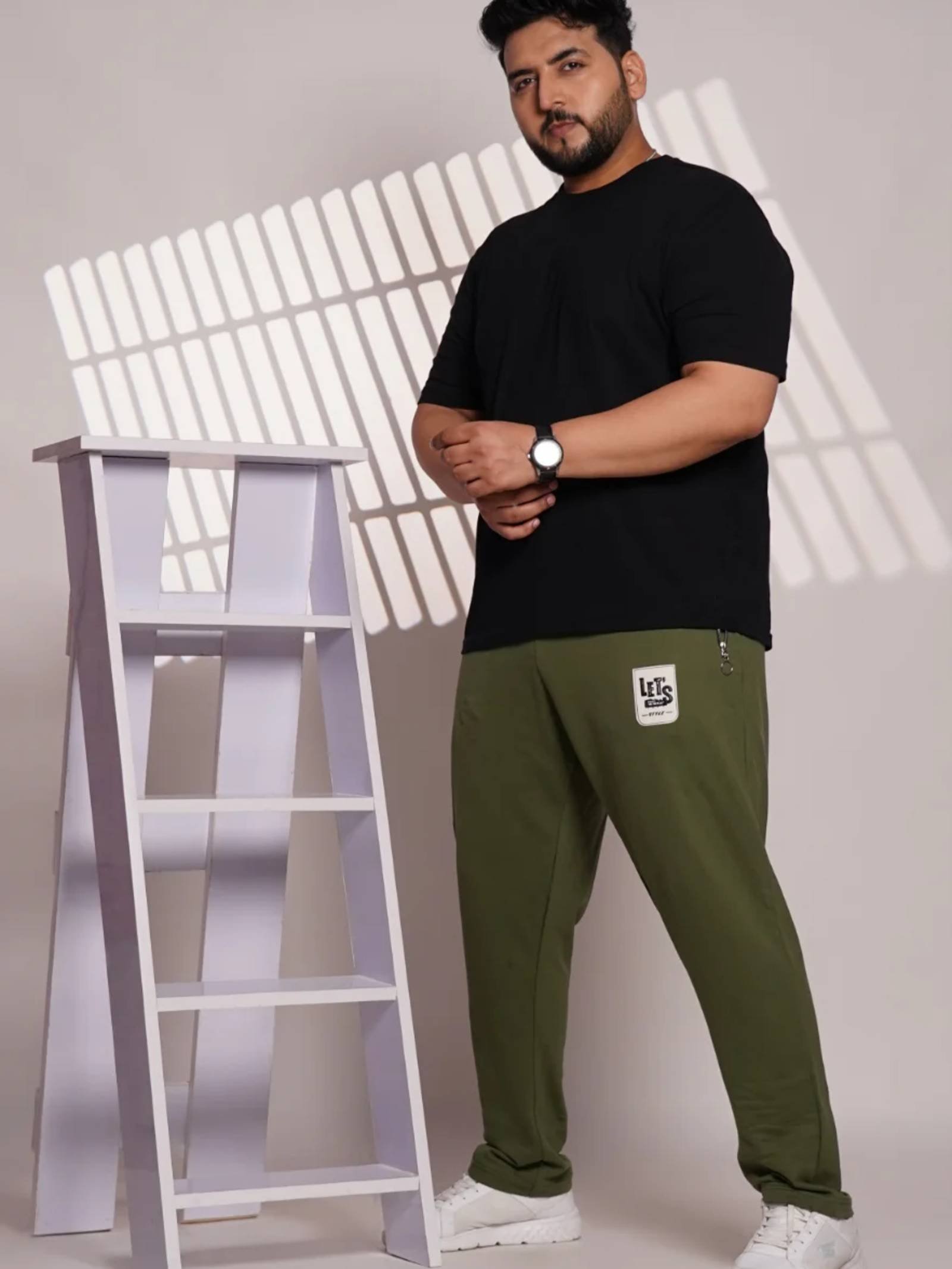 Plus Size Olive Green Cotton Blend Jogger Track Pant for Men