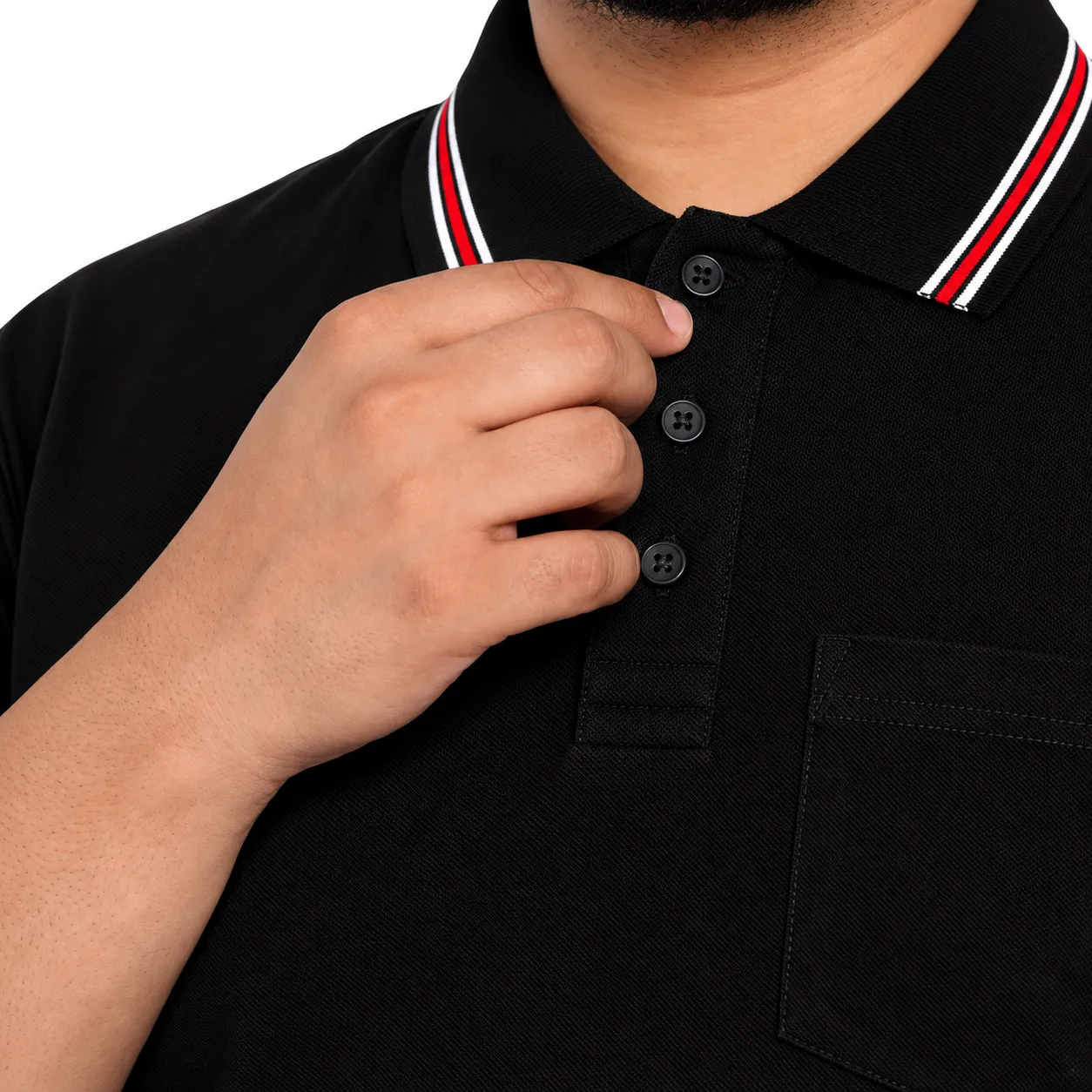 Black and Red-Trim Plus Size Polo T-Shirt alternate view