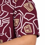 Maroon Abstract Outline Half-Sleeve Plus Size Shirt