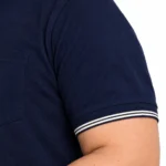 Navy Contrast-Trim Plus Size Polo T-Shirt