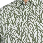 Olive Leaf Print Long-Sleeve Plus Size Shirt