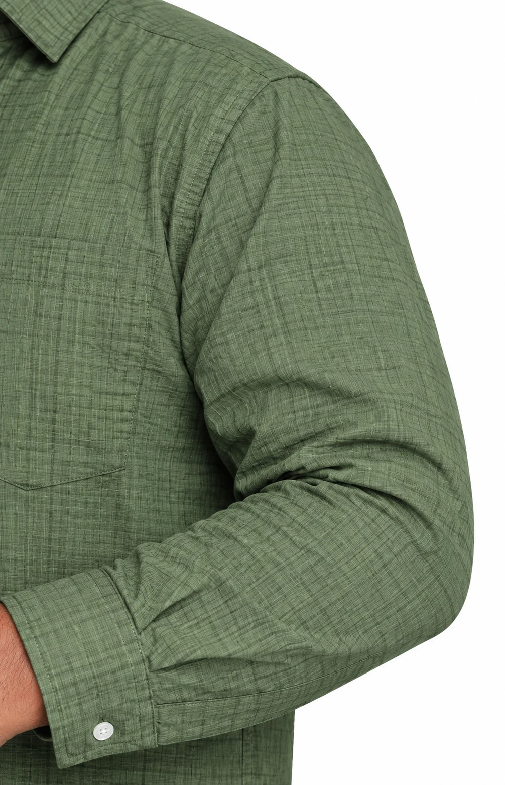 Olive Textured Long-Sleeve Plus Size Shirt alternate view