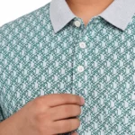 Sage Geometric Print Plus Size Polo T-Shirt