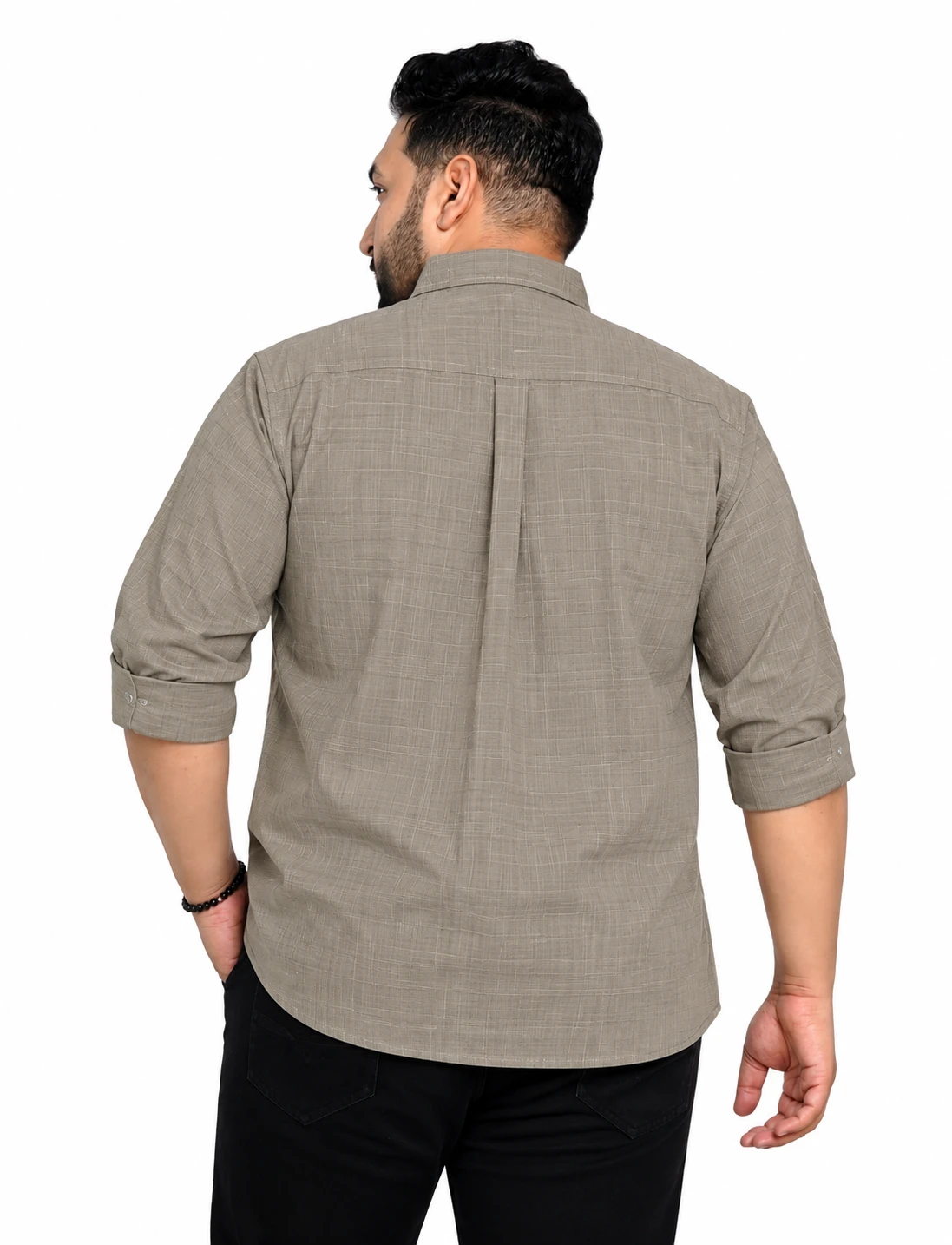 Taupe Textured Long-Sleeve Plus Size Shirt alternate view