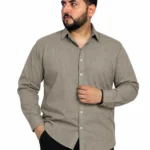 Taupe Textured Long-Sleeve Plus Size Shirt