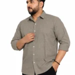 Taupe Textured Long-Sleeve Plus Size Shirt