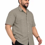 Taupe Textured Long-Sleeve Plus Size Shirt