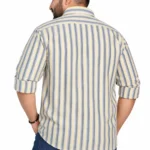 Yellow and Grey Stripe Full-Sleeve Plus Size Shirt