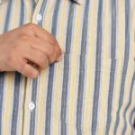 Yellow and Grey Stripe Full-Sleeve Plus Size Shirt