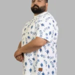 White Leaf Print Cotton T-Shirt – Effortless Comfort & Style for Plus-Size Men (2XL–8XL)