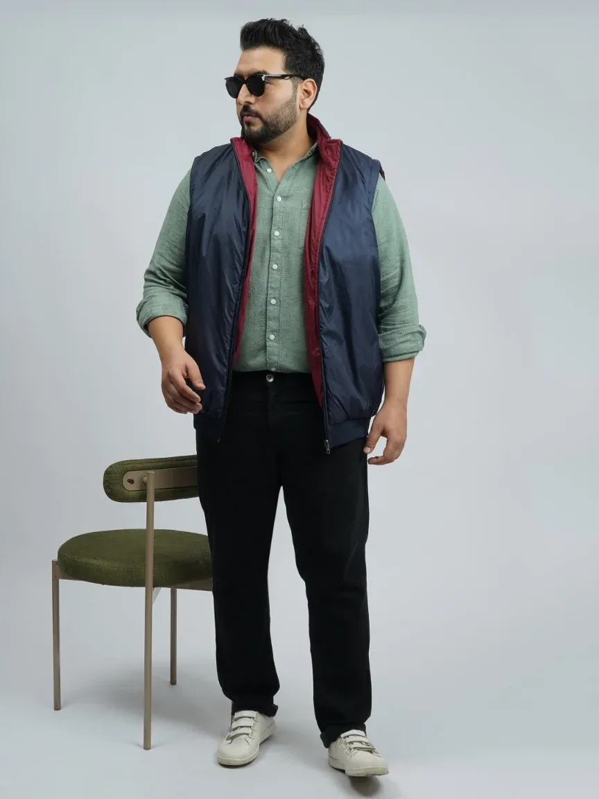 Men’s Plus Size Reversible Sleeveless Puffer Jacket – Navy & Maroon | Winter Bodywarmer for Big Men (3XL–8XL) alternate view