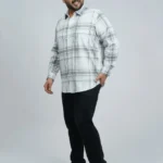 White & Grey Classic Check Plus-Size Shirt for Men (2XL–8XL) | Beyond The Plus Size Store