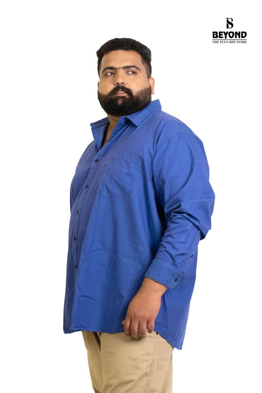 Royal Blue Premium Cotton Shirt – Timeless Style, Tailored for Big Builds (3XL–8XL) alternate view