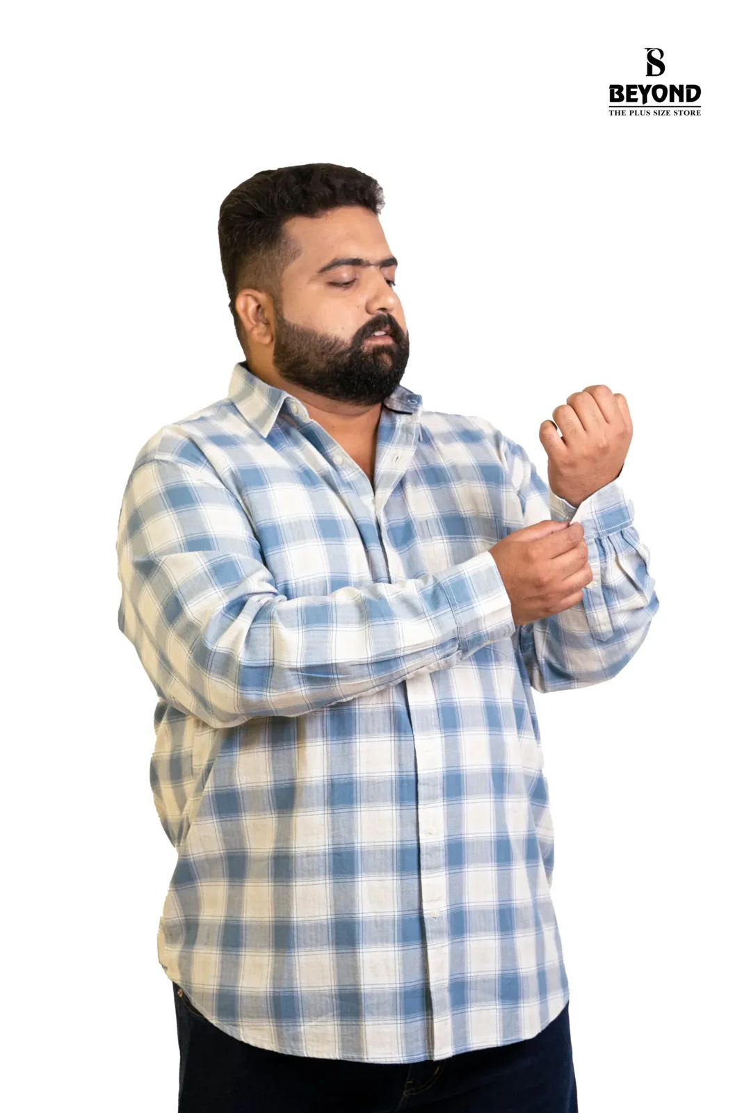 Soft Blue & Ivory Check Shirt (2XL–8XL) alternate view