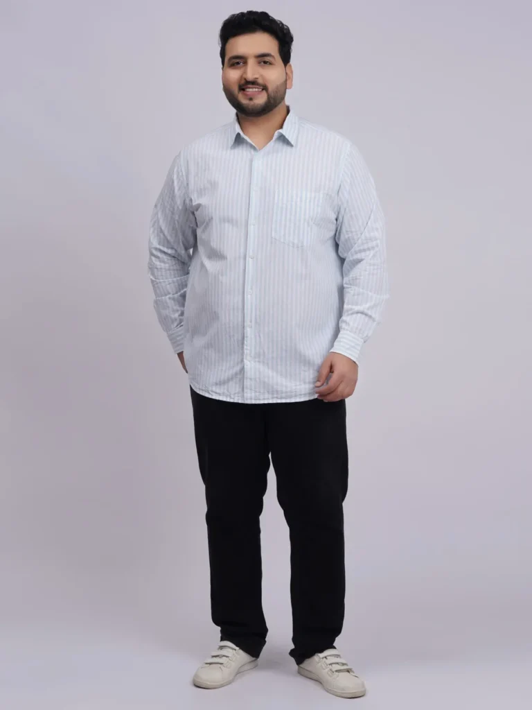 Men’s Premium Striped Cotton Shirt – Relaxed Fit (Plus Size 2XL–8XL)
