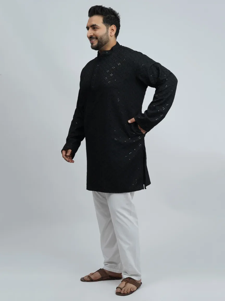Black Premium Short Kurta for Plus-Size Men (3XL–8XL) alternate view