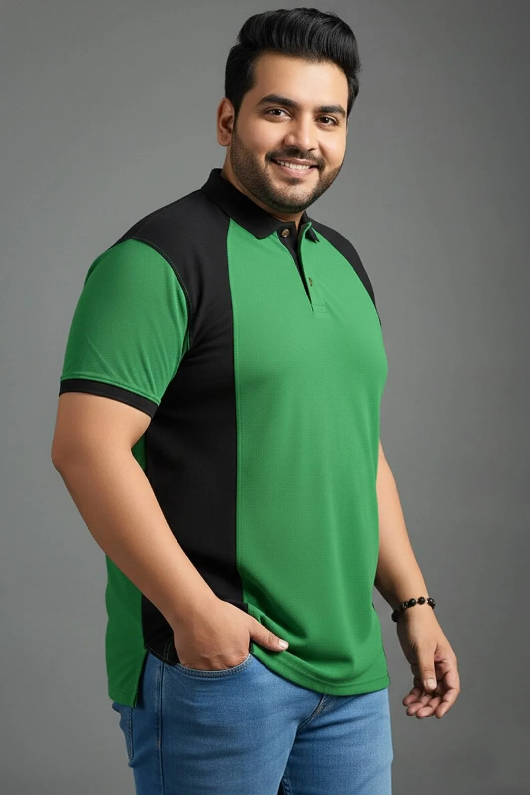 Dual-Tone Emerald Green & Black Polo (3XL–8XL) alternate view