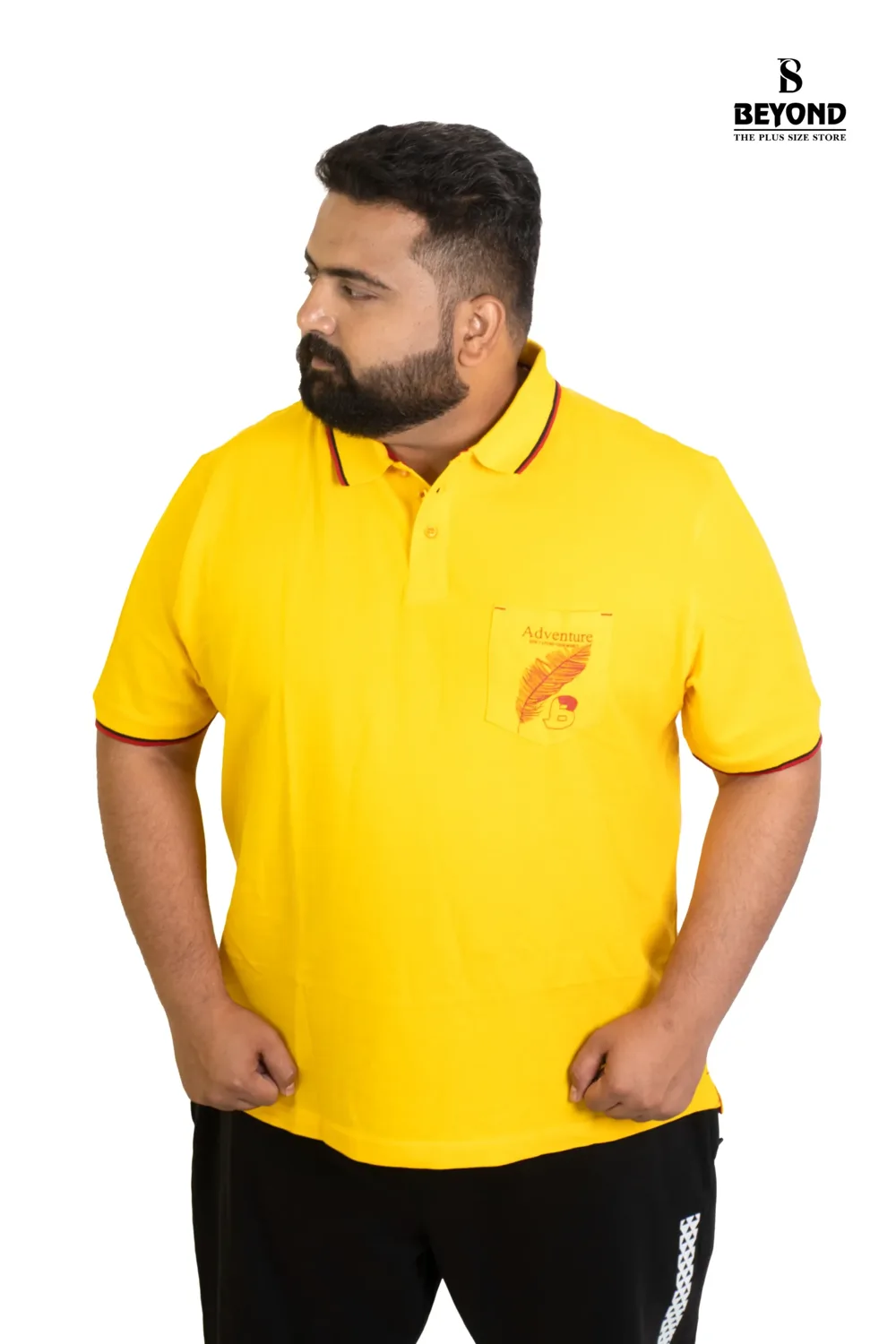 Sun Yellow Cotton Polo T-Shirt – Sporty Style for Confident Plus-Size Men (2XL–8XL)