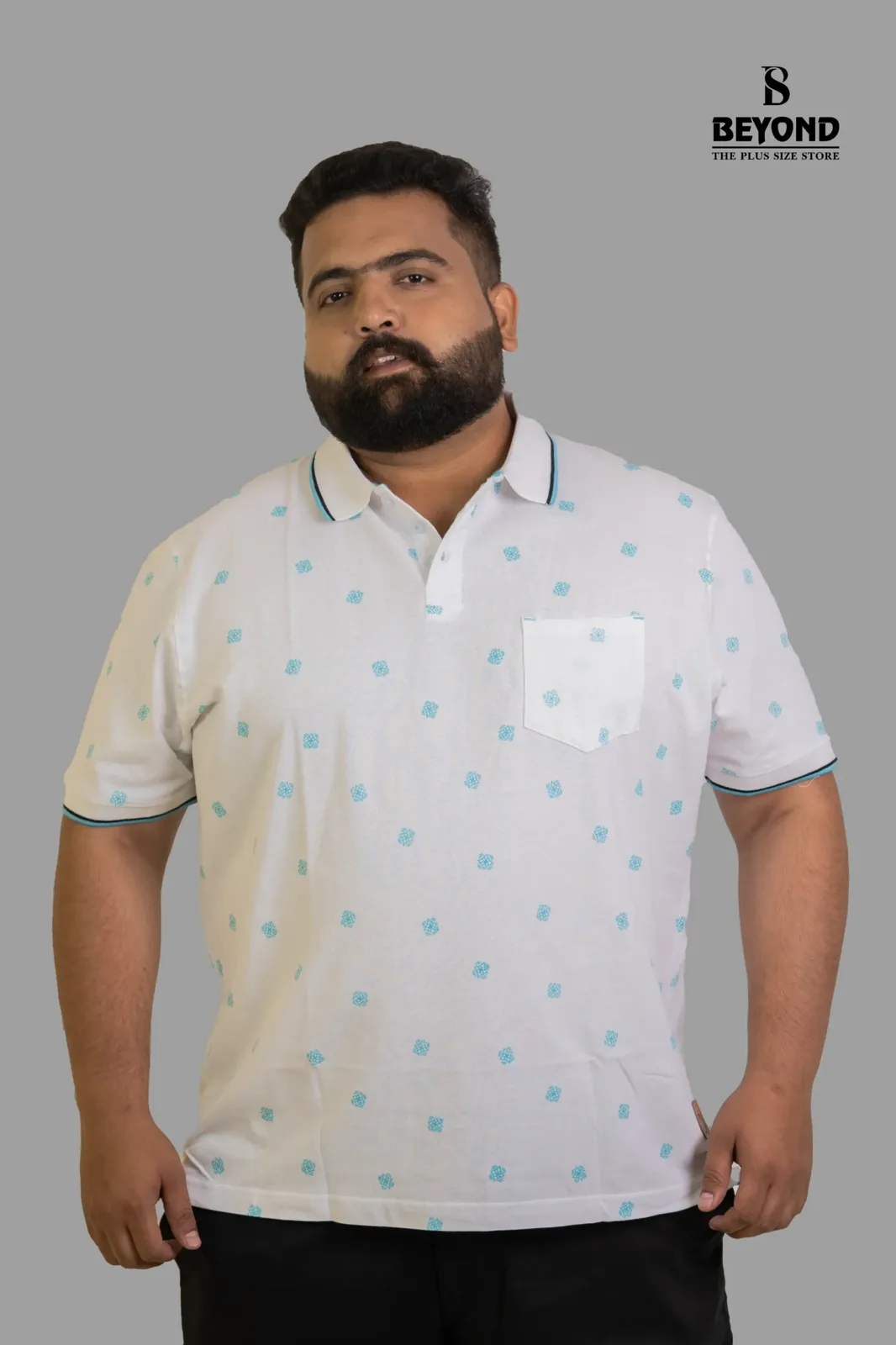 Azure Dot White Polo T-Shirt (2XL–8XL) alternate view